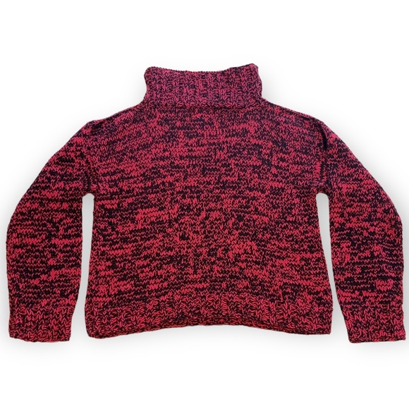 Aran Pure Handknit Turtleneck Cotton Sweater Oversized Pullover Small S - Picture 2 of 6